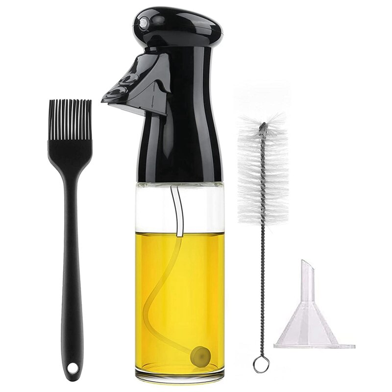 Kitchen Olive Oil Sprayer Bottle Refillable Oil Vinegar Sprayer With Funnel Brush Cleaning Brush For Cooking BBQ Salad: Burgundy