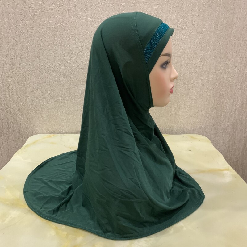 H063a dorosłych lub duże dziewczynki brokat modlić hidżab muzułmańska chusta islamska chustka kapelusz amira ciągnąć na headwrap: dark grey