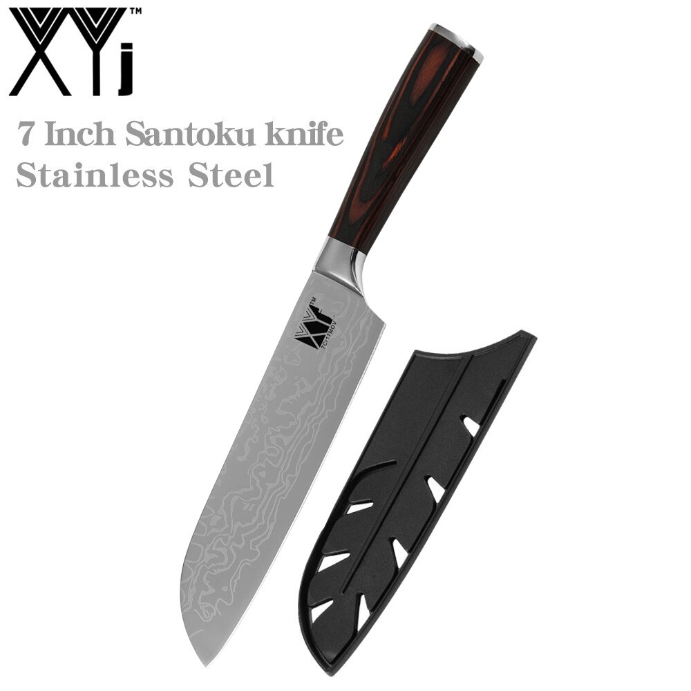 XYj 7 inch Damascus Pattern Santoku Knife Stainless Steel 7cr17 Sharp Blade Chef Knives Germany Style Kitchen Accessory Tools: NO.5