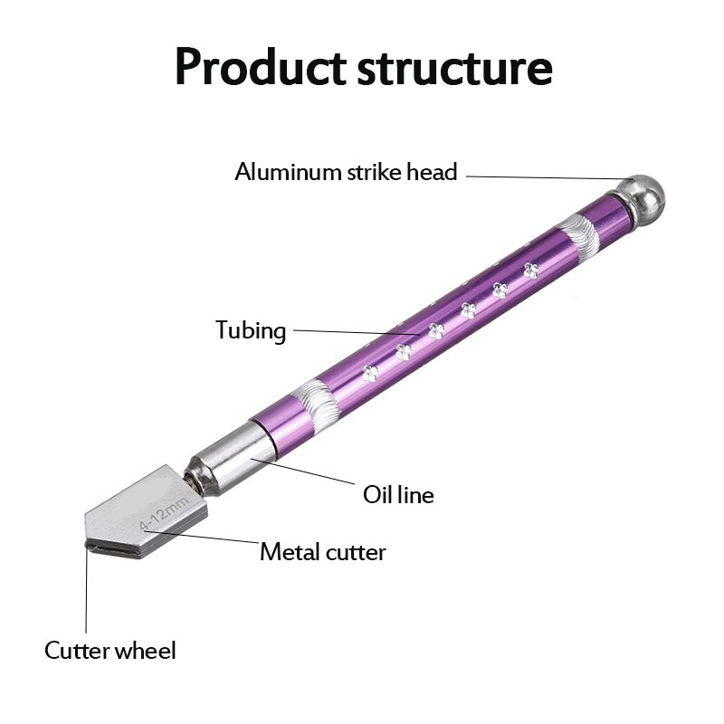 1pcs Diamond Glass Cutter 4-12mm 177mm Aluminum Alloy Glasses Cutters For Hand Tool Glass Cutting Tools