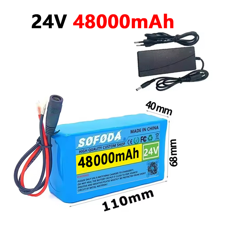 24V 50Ah 18650 Lithium Battery Pack - 6S2P 50000mAh Rechargeable Li-ion Battery with Fast Charger, Safe & Durable: WHITE