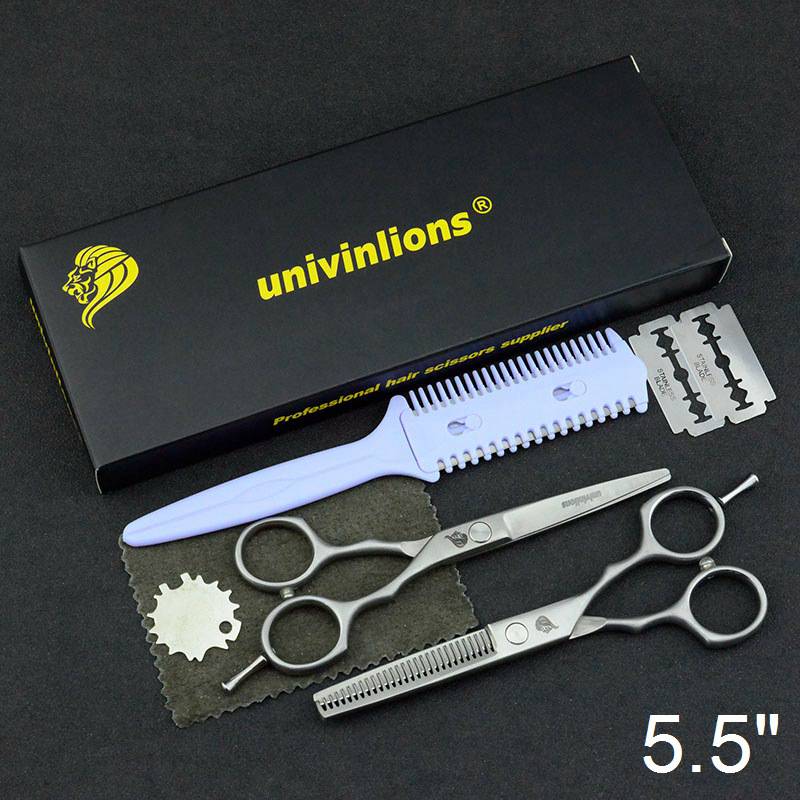 5.5" sharp scissors cut hair scissors thinning scissors pinking barber razor edge haircut cabelereiro hair cutting scisors: 5504B-Kit Box
