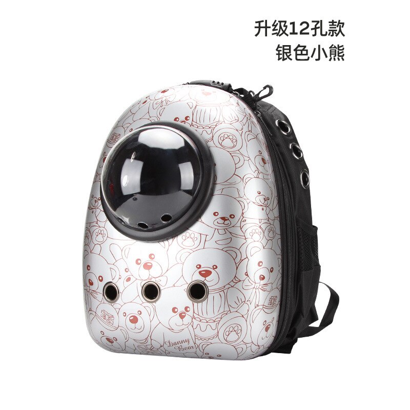 Cat Bag Pet Bag Cat Backpack Out Bag Transparent Space Capsule Suitcase Carrying Backpack Dog Bag Pet Backpack: Silver