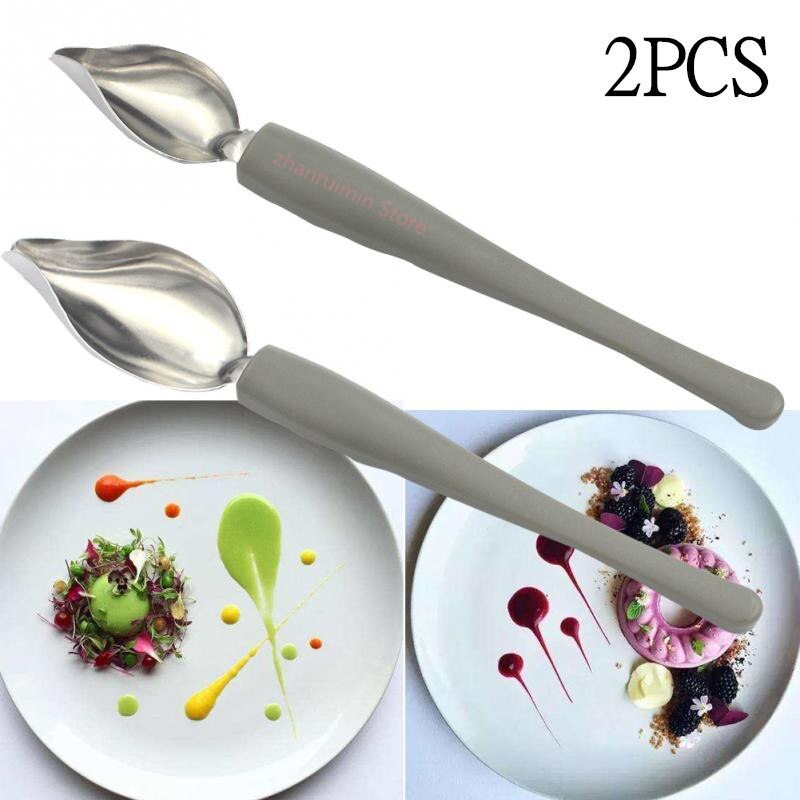 1/2 Stuks Chef Valon Saus Plating Art Potlood Tekenen Keuken Nozzle Draagbare Saus Schilderen Potlood Lepel Dessert decor