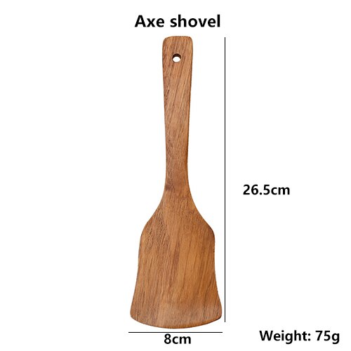 Espátula de madera Utensilios de cocina Espátula Kemu natural Utensilios de cocina antiadherentes Cuchara Vajilla Herramientas Artilugios de madera Utensilios de cocina ecológicos Utensilios de mesa Utensilios de cocin: Axe shovel