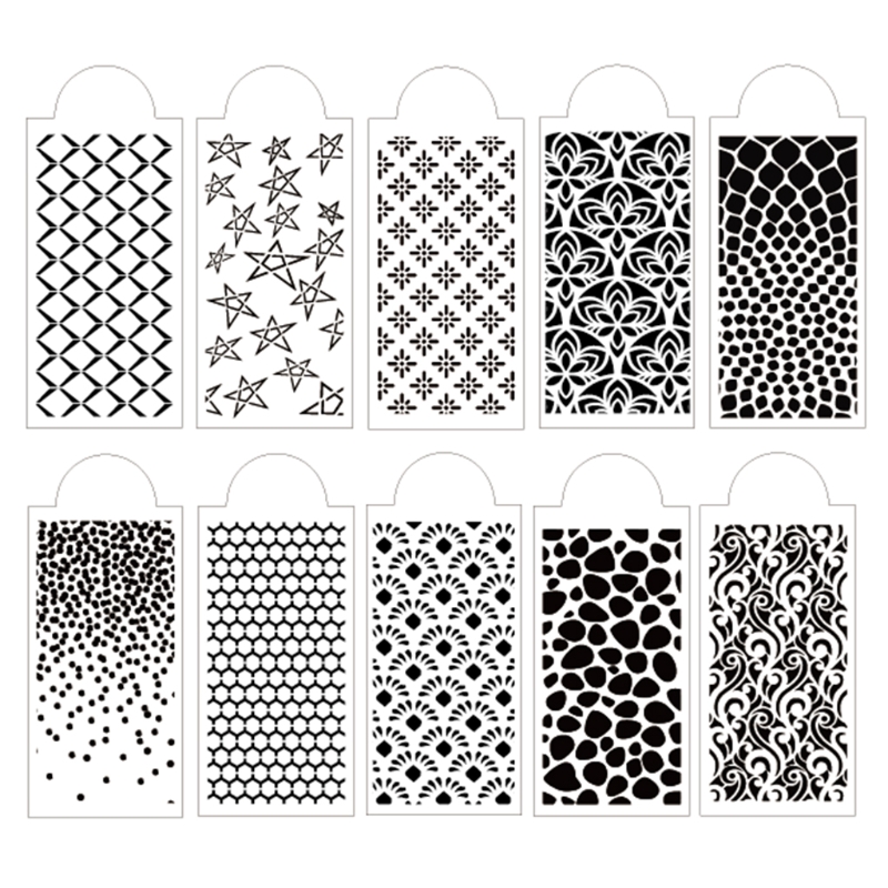 10pcs DIY Geometric Shape Drawing Stencils Templates Embossing Paper Card Painting Scrapbooking Stamp Album Decoration