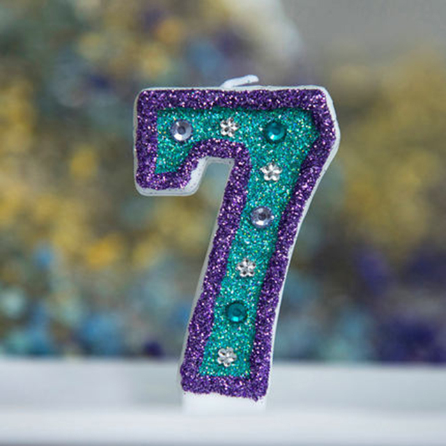 Kid Mermaid Diamond Glitter Number Birthday Candles Cake Topper Birthday Wedding Digital Cakes Dessert Decor Birthday Decoration: 7