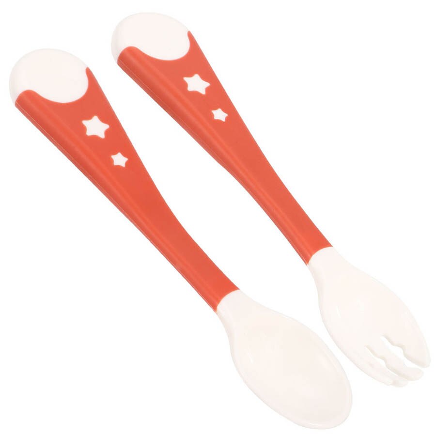 Tafelservies voor 2 stuks draagbare babyvoeding vork lepel antislip baby serviesset babyvoeding cartoon schattig