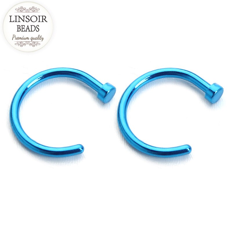 LINOSIR 10 stücke Medizinische Titan Gefälschte Nase Ringe Für Frauen Punk Septum Clicker Körper durchbohren Schmuck Faux Nariz Percing Nez f3778: Blau