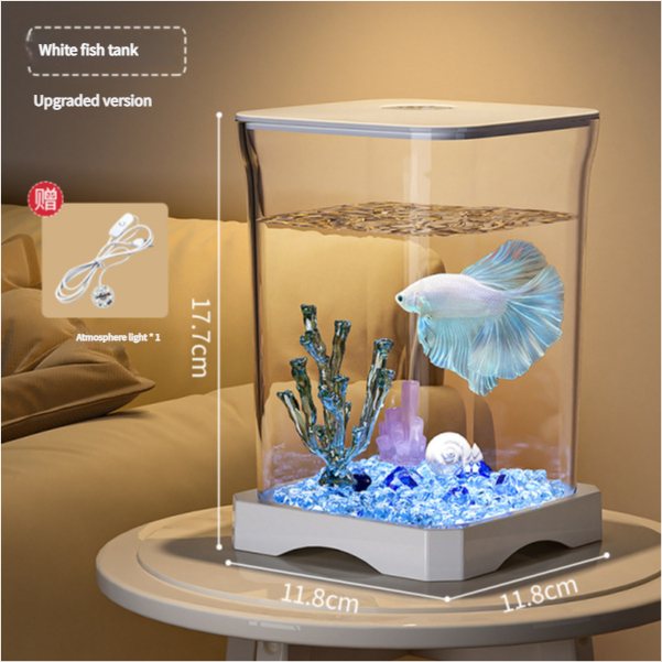 4K High-definition Desktop Aquarium Acryl Aquarium Afneembare Transparantie Kleine Tank Multifunctionele Amfibie Voerbox: YELLOW