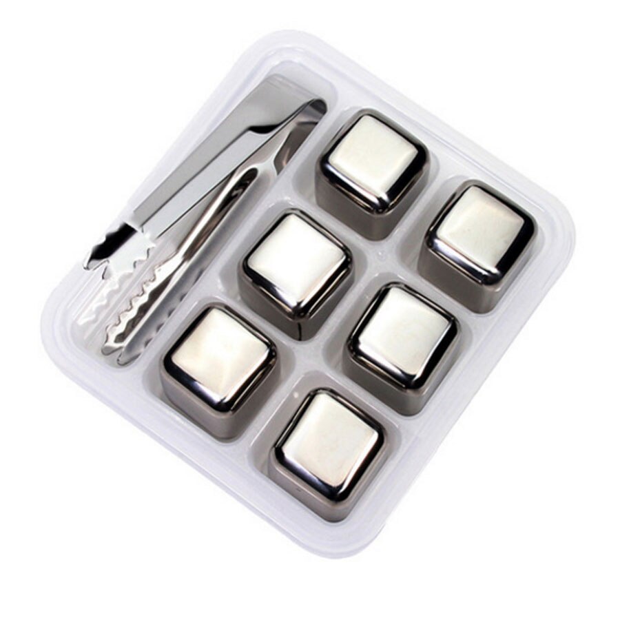 4/6/8 PCSStainless Staal Ijsblokjes, Herbruikbare Chilling Stones voor Whiskey Wijn, houd Je Drankje Koud Langer, SGS Test Pass: BK304-6DJ