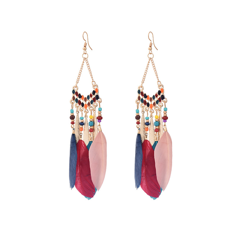 Long Tassel Feather Style Ethnic Boho Big Dangle Statement Earring Wedding Earrings Accessories