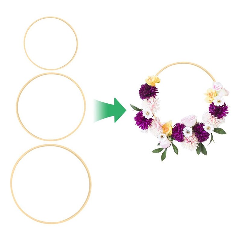 12Pcs 3 Sizes Wooden Bamboo Floral Hoops Wreath Ri... – Grandado