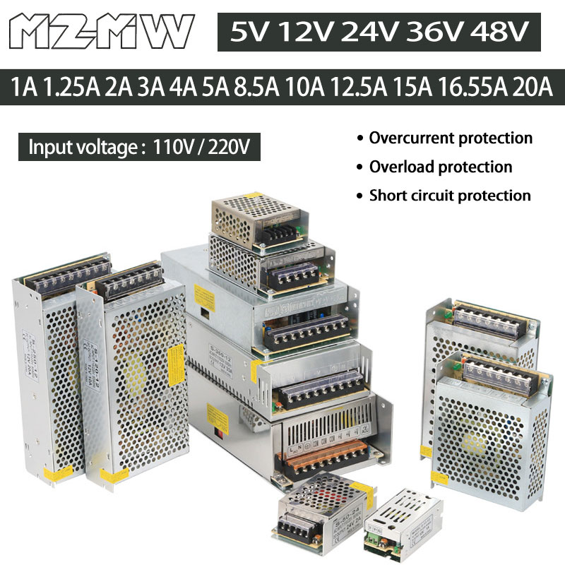 Schaltnetzteil 110V/220V AC DC 5V 12V 24V 36V 48V 1A 2A 3A 4A 5A 6A 8A 10A 11A 12A 15A 16A 20A LED-Beleuchtungstransformator