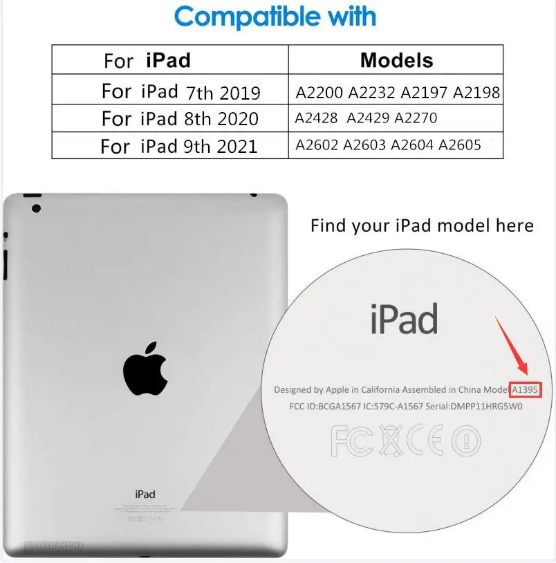 For iPad Case 9th Generation 10.2 inch Model A2602 A2603 A2604 A2605 for iPad 7/8/9th Gen Cases Cover accessories