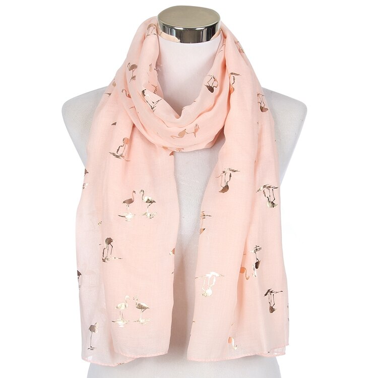 Foxmother Mode Glanzende Roze Mint Bronzing Folie Goud Flamingo Swan Ring Sjaal Snood Foulard Sjaal Vrouwen: Pink Long