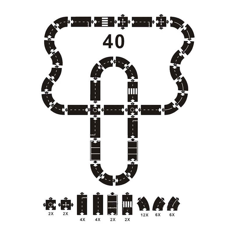 Kids Educatief Verkeer Speelgoed Voor Kinderen Road Building Speelgoed Auto Rijbaan Expressway Snelweg Flexibele Puzzel Spoor Set: 40 pcs