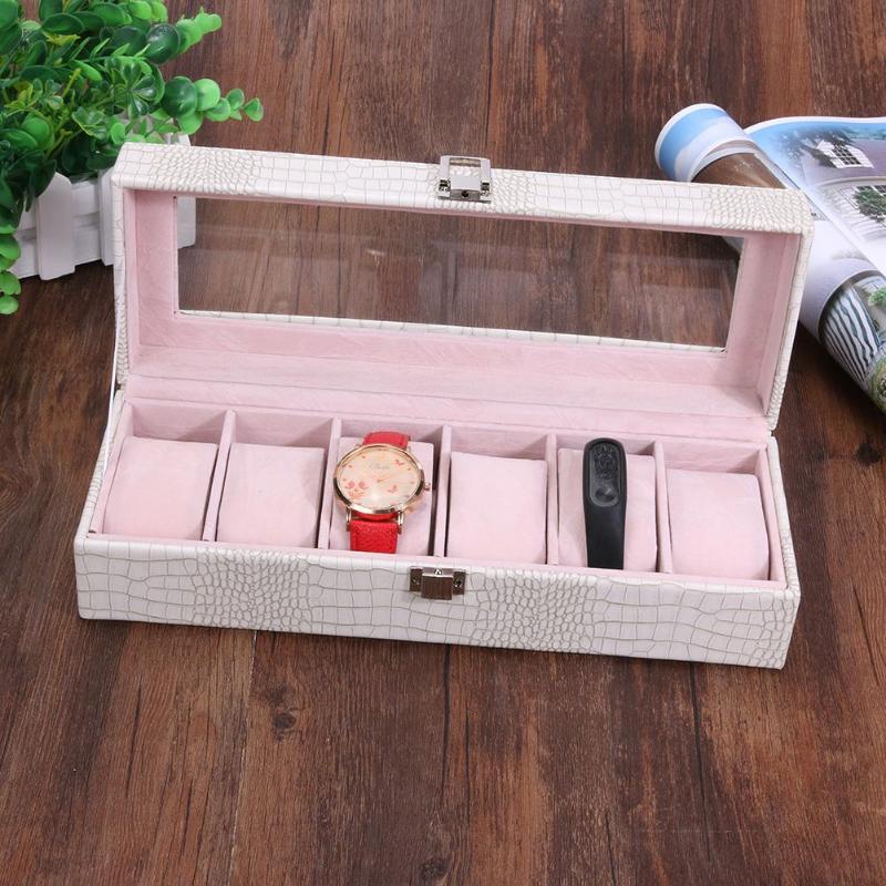 6 Grid Pu Horloge Doos Sieraden Doos Vitrine Opbergdoos Houder Horloge Case Sieraden Display Horloge Doos