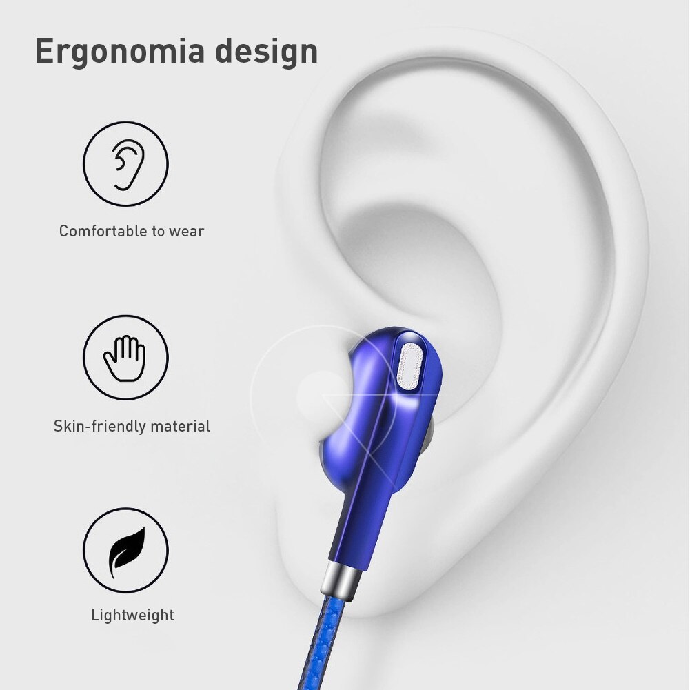 3.5mm kabelgebundene in-ear-sportkopfhörer mit 2 treibern, quad-moving-coil-treiber, hifi-bass, hd-mikrofon und galvanisiertem gehäuse