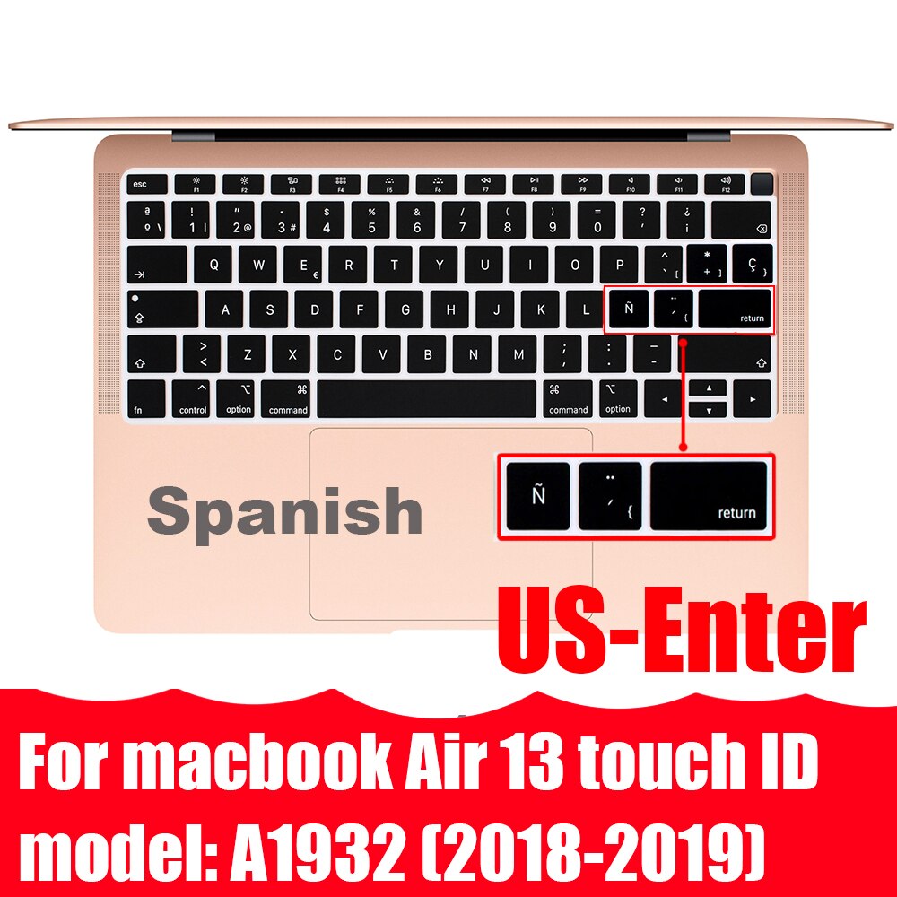 Z ñ hiszpańska osłona klawiatury Protector dla Macbook Air13 A2337A2179 dla Macbook Pro13 A2338A2289 A2159 klawiatura folia ochronna: US A1932 Air13