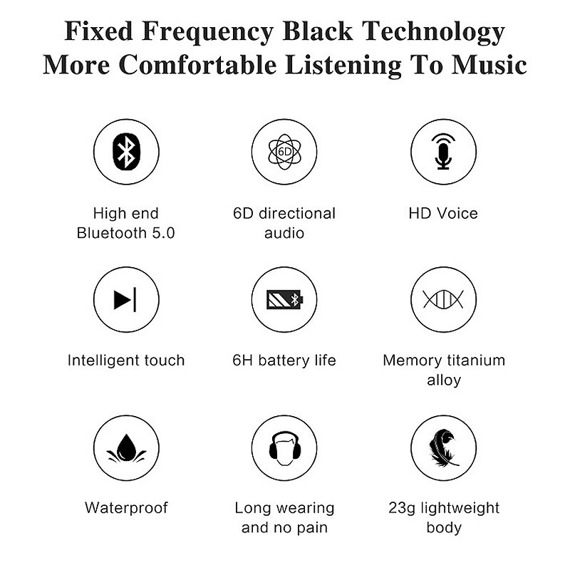 Bluetooth 5.0 Beengeleiding Headset Smart Druk Hoofdtelefoon Met Mic IP55 Waterdichte Hoofdtelefoon Wit