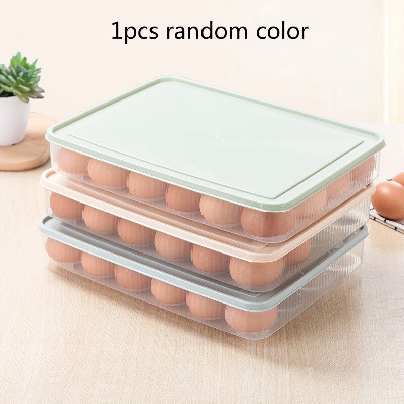 24 Grids Multi-layer Tray Egg Preservation Eco-friendly Plastic Quick-frozen Eggs Box Refrigerator Storage Box Modern House: Random
