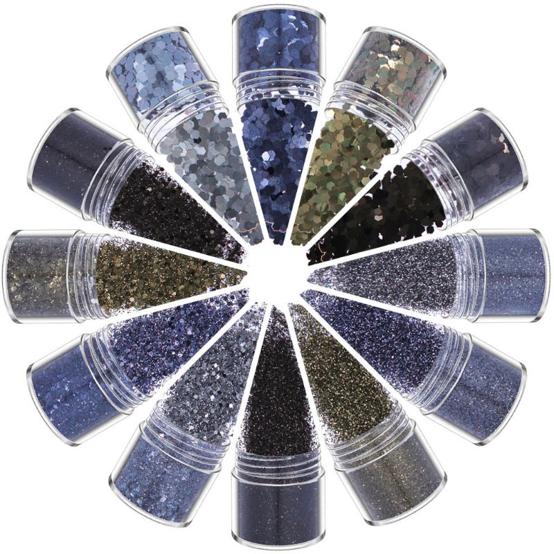 12 couleurs mélangées maquillage holographique grosses paillettes visage corps yeux cheveux ongles résine époxy Festival gros hexagones paillettes: D