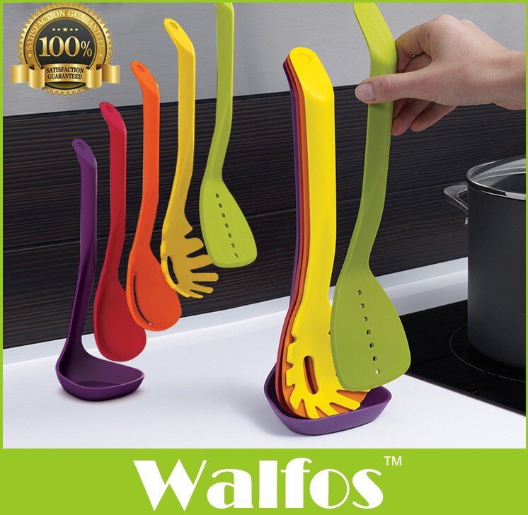 Walfos varmebestandigt nylon køkkenredskabssæt - non-stick køkken nylon redskab sæt-madlavning spatel spids ske suppeslev: Default Title