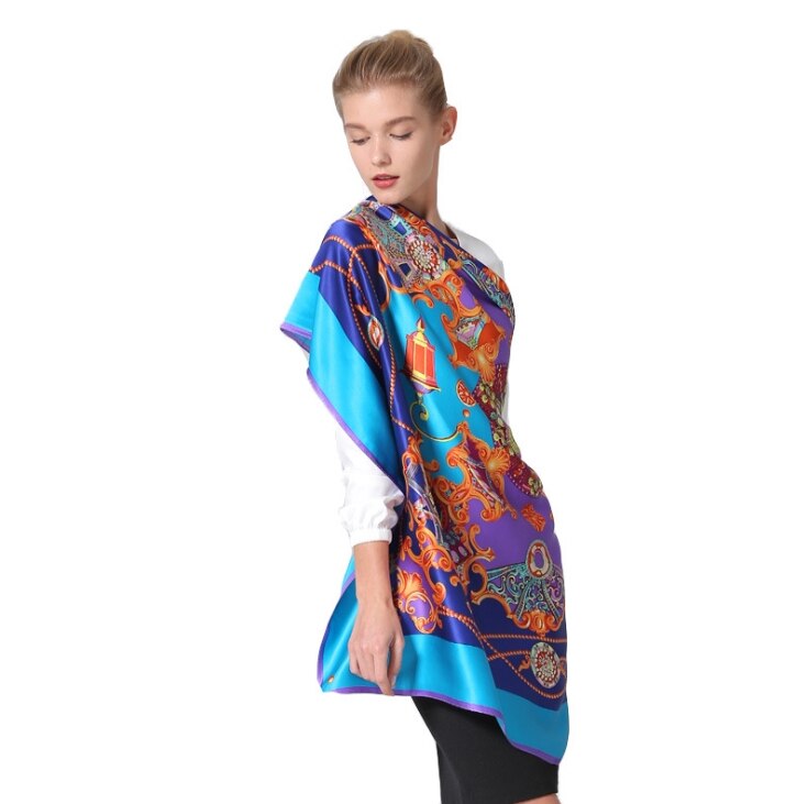 Hof Handgemaakte Zijde Zeefdruk Gedrukt Zijden Sjaals Zijde Zijde Crêpe Satijn Grote Vierkante Handdoek