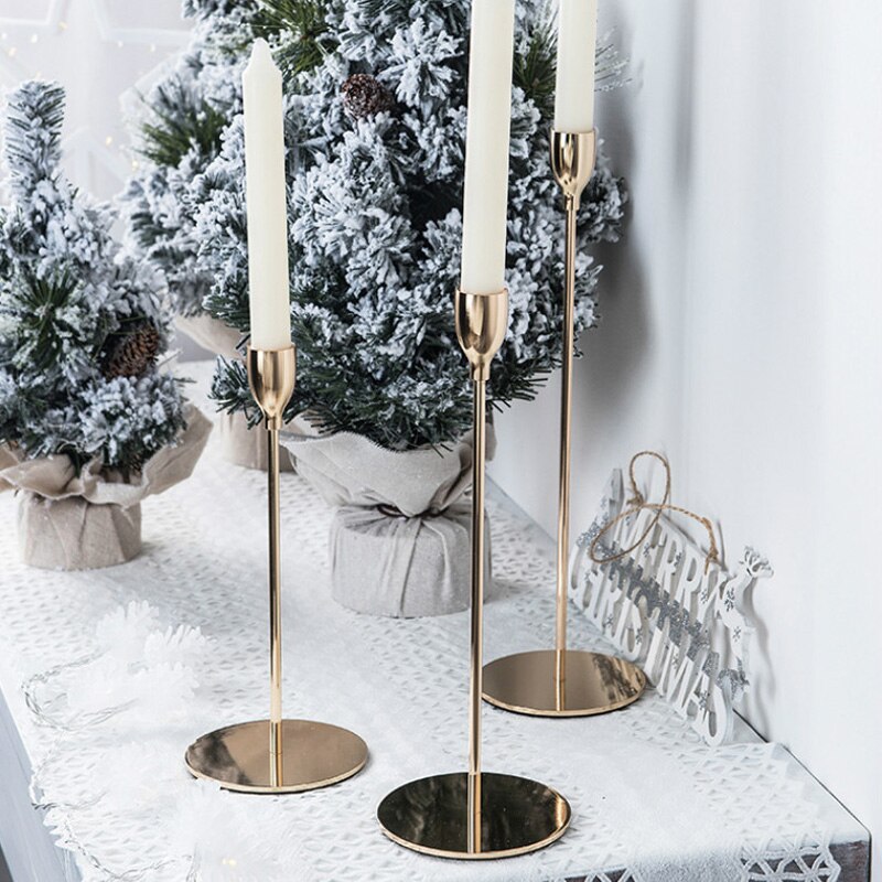 1pcs Luxury Gold Metal Wedding Candle Holders Home Decoration Living Room Decor Party Table Candlestick