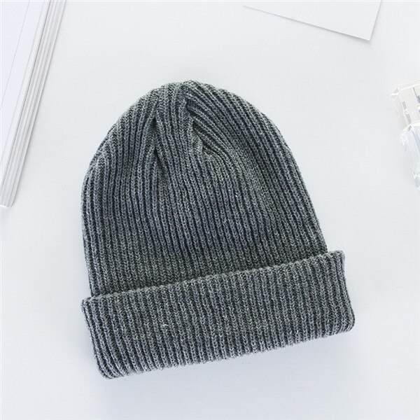 Men Women Knit Baggy Beanie Oversize Winter Hat Ski Winter Knitted Cap Woman Solid Color Hip Hop Boys Girls: Dark Grey