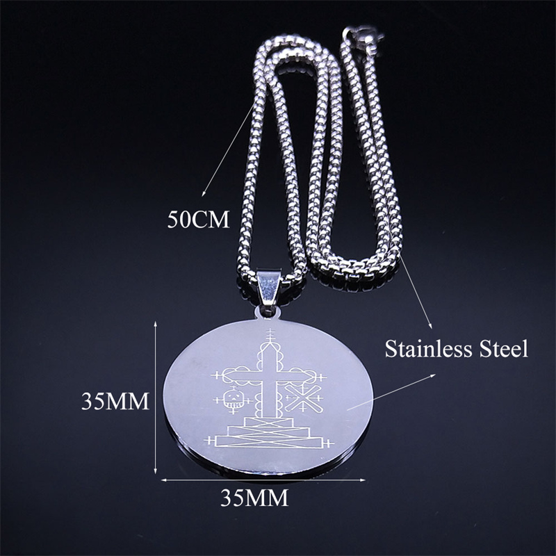 Papa Ghede Voodoo Loa Veve Hanger Ketting Voor Vrouwen/Mannen Rvs Vodoun Lwa Talisman Amulet Ketting Sieraden Kraag