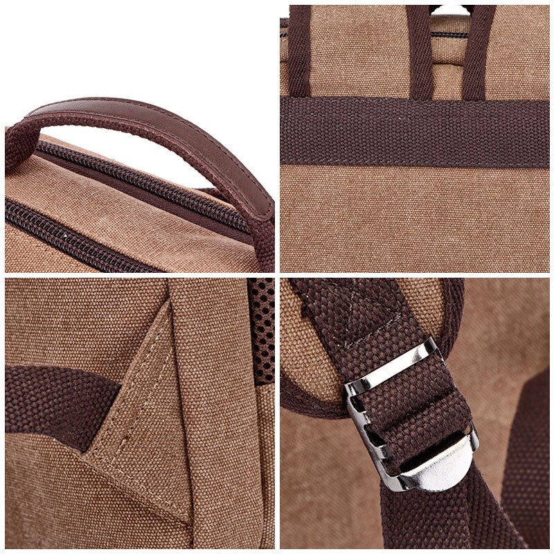 Vintage Canvas Backpack - 20-35L - Laptop Compartment - School Travel - Unisex