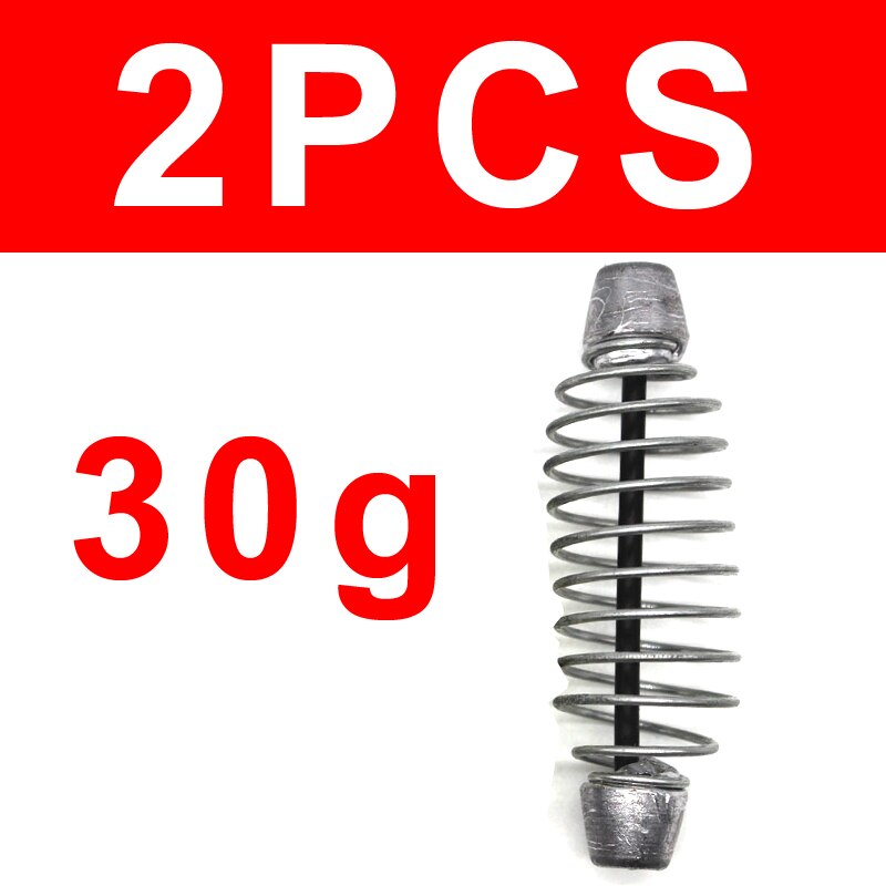 Bimoo 2PCS Spring Bait Feeder with Lead Weight Sinker for Bottom Fishing Rigs Carp Catfish Saltwater Fishing Accessory: 2pcs 30g