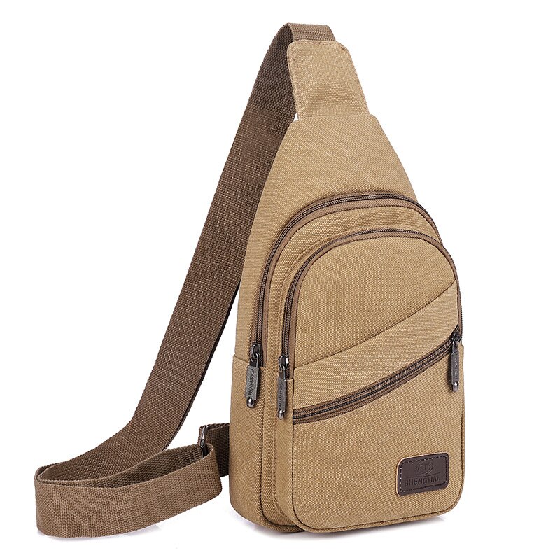 Canvas Borst Tas Voor Mannen Crossbody Borst Pack Voor Reizen Schoudertas Casual Dagrugzak Canvas Tas Voor Telefoon Portefeuilles Sleutels: Khaki