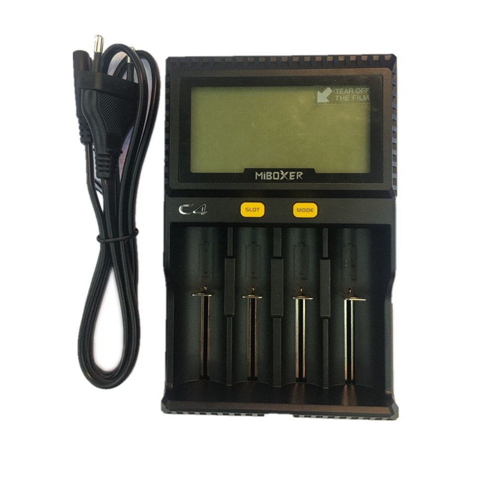 Original Miboxer C4 LCD Smart Battery Charger for Li-ion IMR INR ICR LiFePO4 18650 14500 26650 AAA Batteries 100-800 mAh