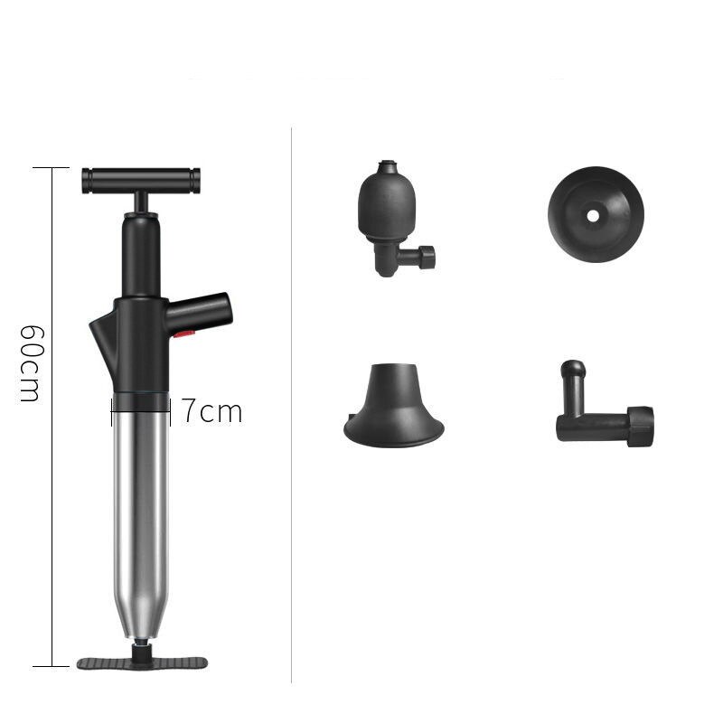 Débloqueur de vidange pour toilettes, haute pression, puissant, manuel, équipement de dragage pneumatique, tuyau bouché: Black