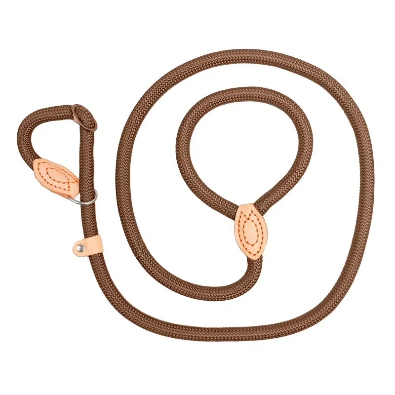 Correa para perro, cuerda antideslizante, correa de plomo, cuerda trenzada resistente, Collar de bucle ajustable, correas de entrenamiento para perros medianos y grandes, accesorios: XS / Café