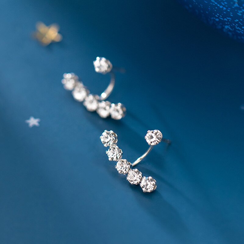 Inzatt Real 925 Sterling Zilver Een Rij Van Zirkoon Stud Oorbellen Voor Mode Vrouwen Verjaardagsfeestje Leuke Fijne Sieraden Accessoires