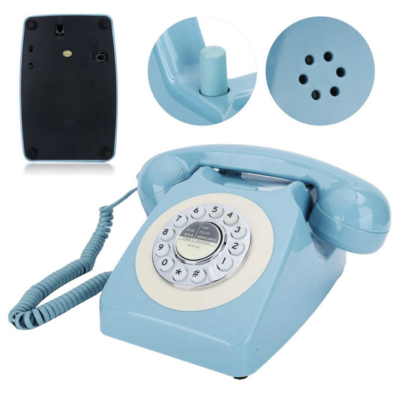 CT-N8019 Blau retro Telefon drücken Dreh Zifferblatt Schreibtisch Telefon Einzelnen Linie Schnur Telefon für Heimat Sekretariat FSK/DTMF Festnetz telefon