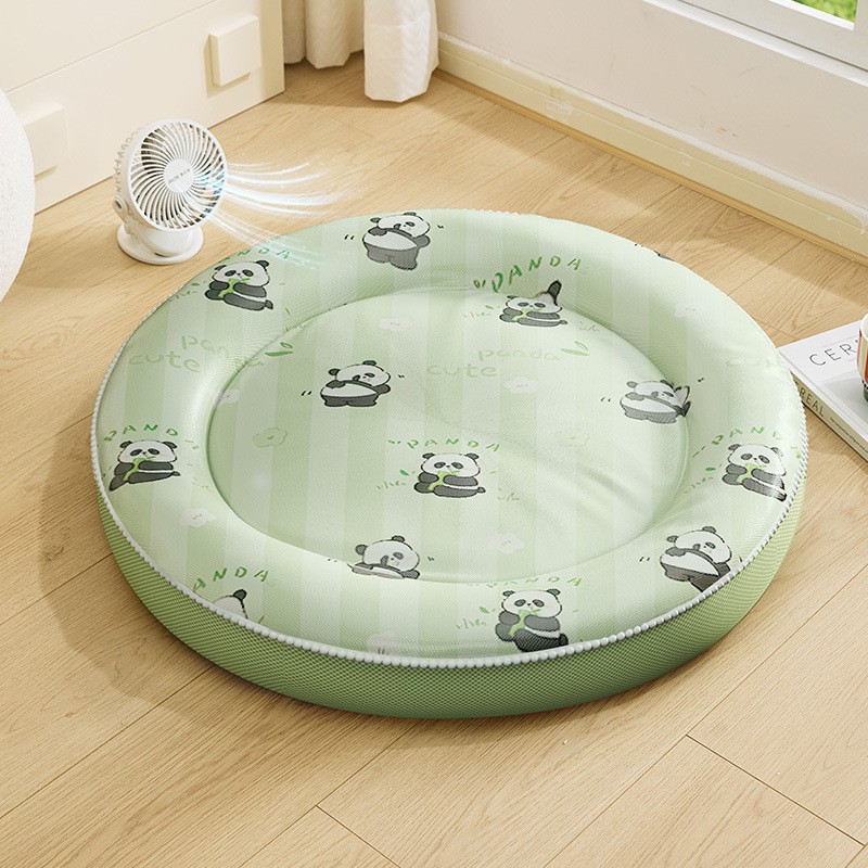 Zomerhondenbed voor kleine middelgrote honden Koelmat Verfrissend bed voor puppy Kitten schoon te maken Rond kattenkussen Huisdier Kalmerende bank: L / Bos Groen