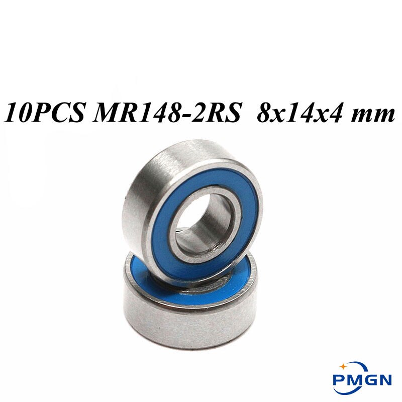 10 PCS ABEC-5 MR148-2RS MR148 2RS MR148 RS MR148RS 8x14x4mm Blue rubber sealed miniatuur diepgroefkogellager