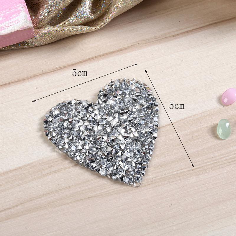 Flere størrelser farve krystal rhinsten kærlighed hjerte plastre til tøj strygning på tøj applikationer striber diamant klistermærker: 1 stk hvidb