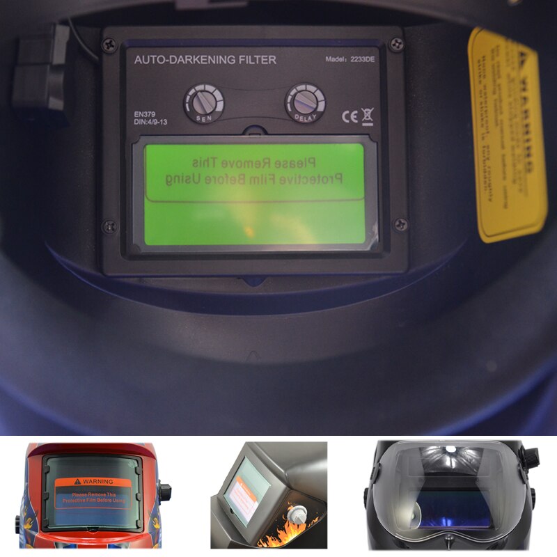 1pc klasse en sveisehjelm filter kameleon lcd krystall væske linse sveising mascara deler senor 2 forsinkelsestid justering trq -2233de