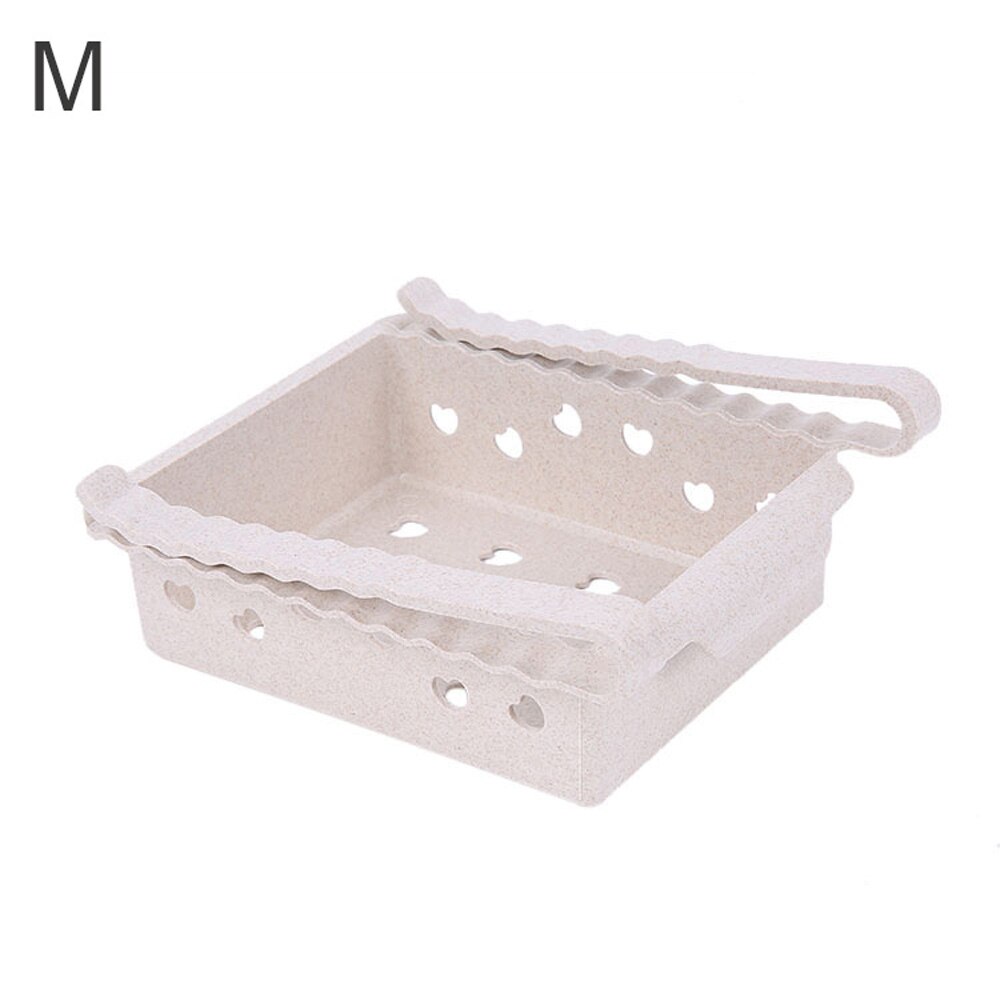 Kitchen Organizer Adjustable Refrigerator Storage Rack Fridge Freezer Shelf Holder Pull-out Drawer Home Organiser Space Saver: beige