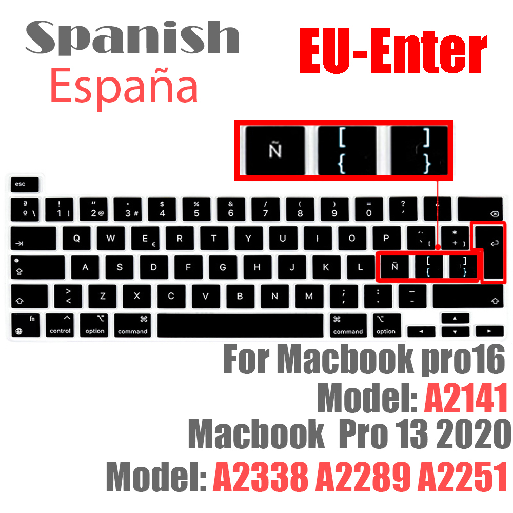 SDYIGOE Laptop Tastatur Schutzhülle für Macbook Pro13 M1 A2338/A2289/A2251 Tastatur Abdeckung für Macbook pro16 a2141 Neue: EU Spain