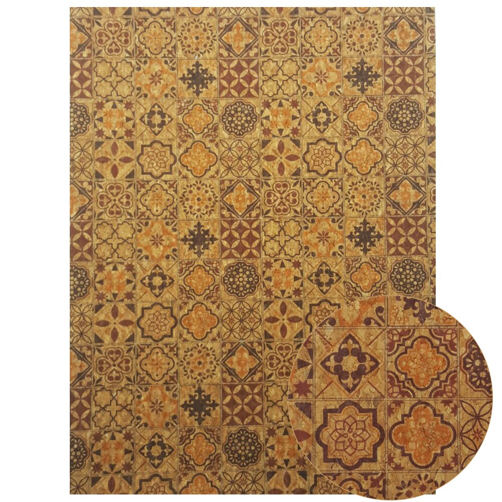 Qibu 22*30 Cm Gedrukt Zachte Kurk Stof Kleding Handtas Synthetisch Leer Diy Naaien Materialen Kledingstuk Diy Ambachten Textiel materiaal: 08