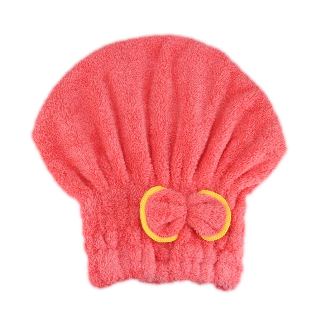 Microfibre Quick Hair Drying Bath Spa Bowknot Wrap Towel Hat Cap For Bathroom 7 Colors Solid Color Bathroom Accessories FPing: Red