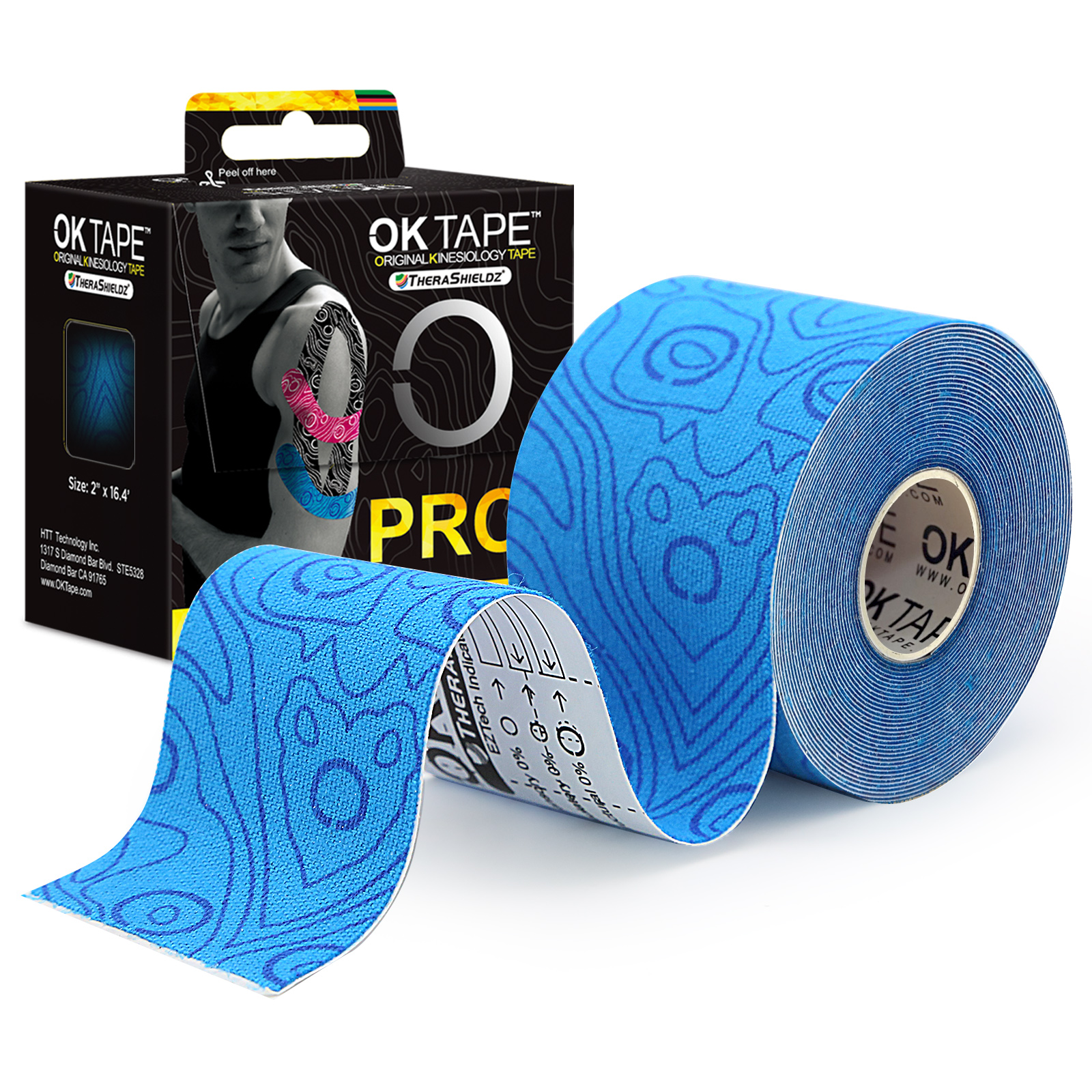 OK Band Profi Kinesiologie-Band, frei geschnitten, atmungsaktiv, wasserdicht, elastisch, Sportbandage, latexfrei, Fitness-Studio, Schmerzlinderung, 5 cm x 5 m: Marine Blau