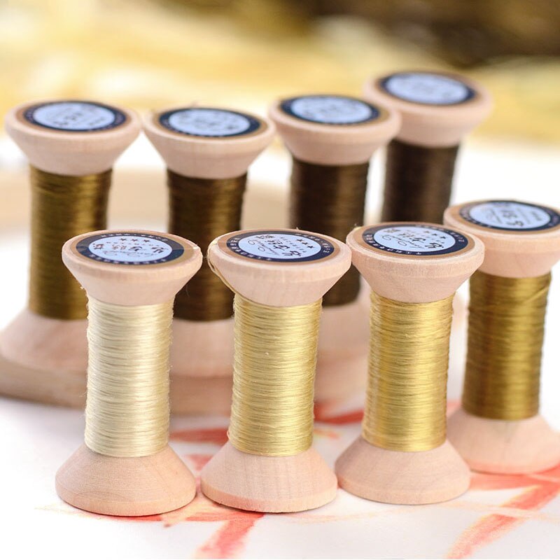 20 meters each spool /Silk thread / handmade embroidery thread / wrapped flower silk line / Mustard yellow